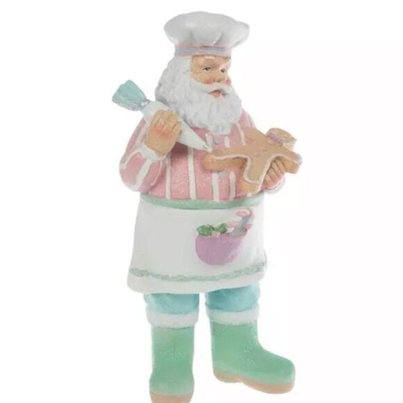 Santa Decorating Gingerbread Cookie Santa Chef Figurine - Picture 3 of 4